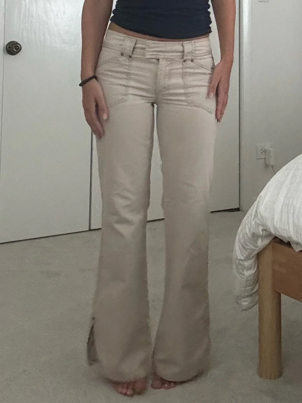 Old Navy Beige Wide Leg Jeans